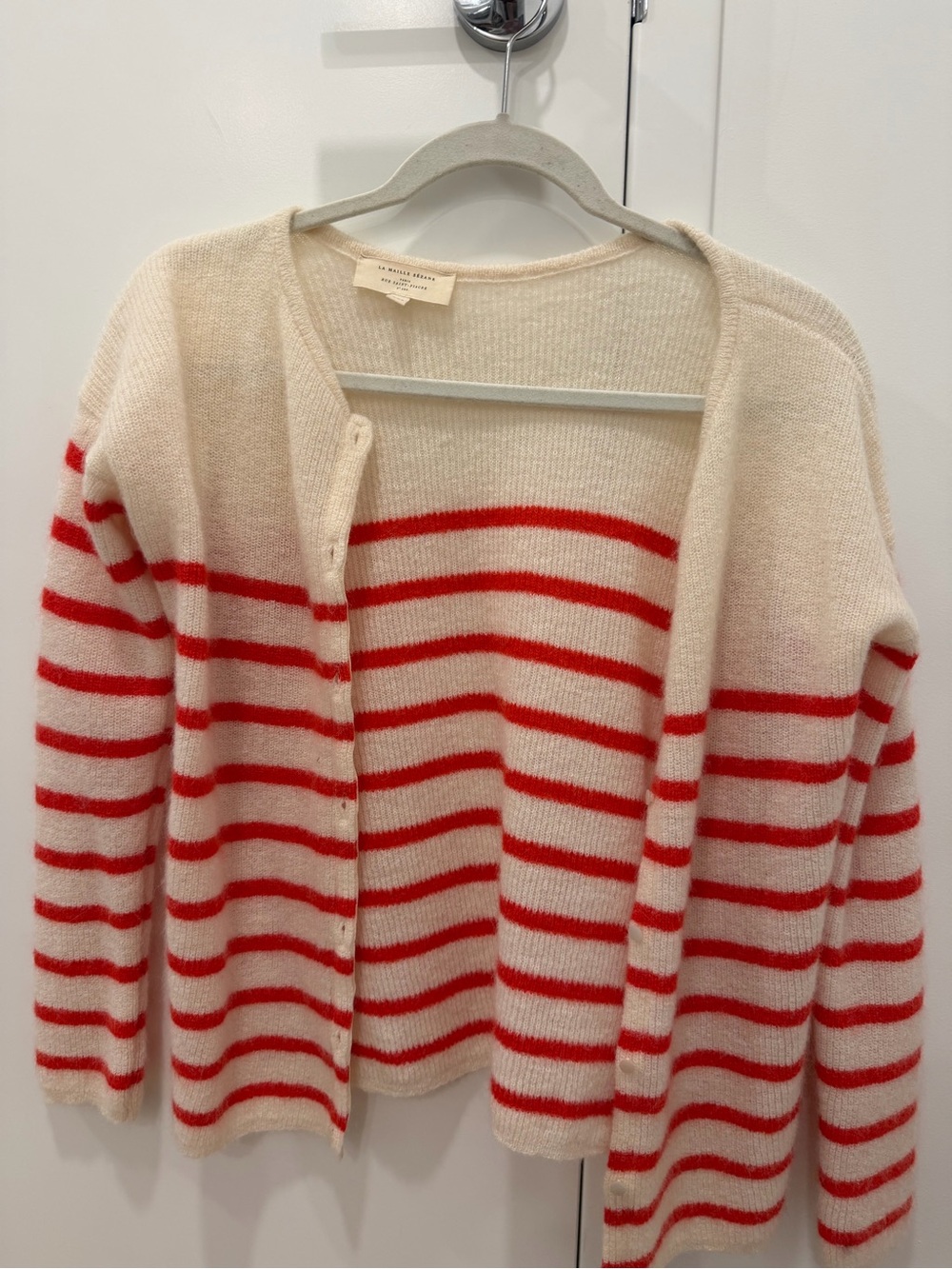 Sezane Gaspard Cardigan with Red Stripes